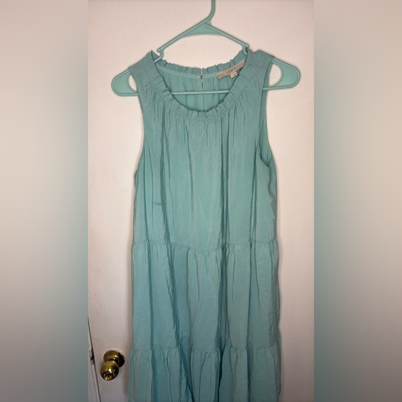 LOFT Green Smocked Sleeveless Dress - Picture 1 of 6